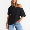 Womens Off The Shoulder Tops Oversized TShirts Short Sleeve Tees