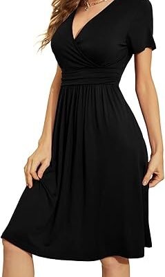 618MXOMJEcL._AC_SY445_.jpg Women Short Sleeve Casual Dresses VNeck Floral Party Dress with Pockets