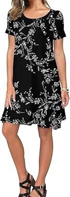 61ue5-MWSDL._AC_SY445_.jpg Women Casual Short Sleeve Crew Neck T Shirt Dresses Loose Swing with Pockets