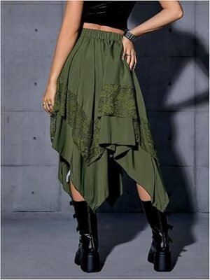 713-aqnfkUL._AC_SY445_.jpg Women Renaissance Flowy Fairy Skirt Y2k Contrast Lace Layered Asymmetrical Midi Skirts