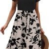 Womens Short Sleeve Dress with Pockets 2025 Casual Floral TShirt Dress Flowy Beach Sundress