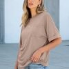 71zxy8QrUdL._AC_SY445_.jpg Women Oversized T Shirts Short Sleeve Casual Loose Top Basic Tee with Pocket