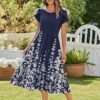 Women Dress Short Sleeve Casual Flowy Tiered Beach Long Sundress with Pockets 2025 Vacation Travel