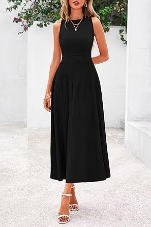 81m5OSSacUL._AC_SY445_.jpg Casual Dresses for Business Work Midi Sleeveless A Line Pleated Cocktail Dress