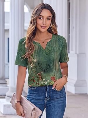 81pk68s-DDL._AC_SX342_.jpg Womens Tops Casual Short Sleeve V Neck Shirts Business Dressy Work Blouses