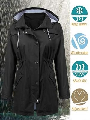 81st7b0lvL._AC_SX342_.jpg Women Waterproof Long Hooded Travel Jacket