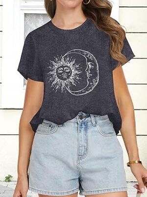 81u9nR0jqrL._AC_SX342_.jpg T Shirts for Women Short Sleeve Crewneck Casual Cute Graphic Basic Tees Tops