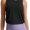 CRZ YOGA Pima Cotton Cropped Workout Tank Tops for Women Sleeveless Sports Athletic Yoga Running Gym Crop Shirts