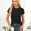 005-1 Memorose Womens Short Sleeve Tops Summer T Shirts Round Neck Causal Fashion Basic Tee