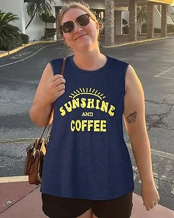 008-2 Womens Tank Tops Summer T Shirts Sleeveless Casual Loose Tunic Blouses