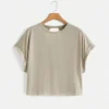 SOLY HUX 2024 Open Back Tops for Women Criss Cross Cut Out Tee Backless Casual Short Sleeve Round Neck T Shirt