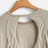 SOLY HUX 2024 Open Back Tops for Women Criss Cross Cut Out Tee Backless Casual Short Sleeve Round Neck T Shirt