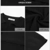 Kate Kasin Women Short Sleeve Polo Sweater V Neck Knitted Tops Casual Ribbed Shirt Loose Pullover Sweater