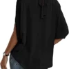 Verdusa Women Tie Back Dolman Sleeve Blouse Top Casual Dressy Mock Neck Going Out Tops